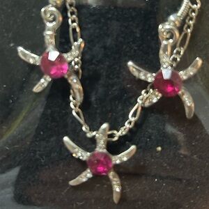 Handcrafted Silver and Pink Starfish Jewelry Set- fun little set for a starfish